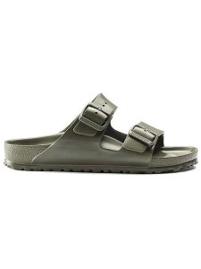 Birkenstock Klapki "Arizona" w kolorze khaki rozmiar: 39. Zielone klapki Birkenstock, bez wzorów, z otwartym noskiem, bez obcasa. Za 215,21 zł.
