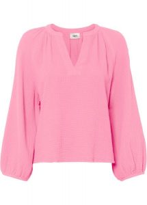 Bluzka muślinowa oversize. Brązowe bluzki bonprix, bez wzorów, bez kołnierzyka, bez ramiączek. Za 69,99 zł.