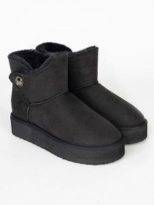 Blackfield Botki zimowe "Cayuga" w kolorze czarnym rozmiar: 40. Czarne botki Blackfield, na zimę, bez wzorów, z materiału, z okrągłym noskiem, bez obcasa, na platformie, bez zapięcia. Za 197,63 zł.