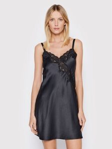 Lauren Ralph Lauren Koszula nocna ILN31684 Czarny Regular Fit. Czarne koszule nocne Lauren Ralph Lauren, bez wzorów, z syntetyku, bez ramiączek. Za 339,99 zł.
