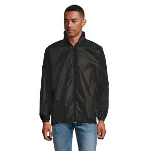 Kurtka Wiatrówka Unisex Dla Dorosłych. Czarne kurtki SOL'S, m, bez wzorów, bez kaptura. Za 72,99 zł.