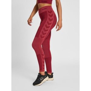 Damskie legginsy mid-rise Hummel Clea. Czerwone legginsy Hummel, bez wzorów. Za 200,50 zł.