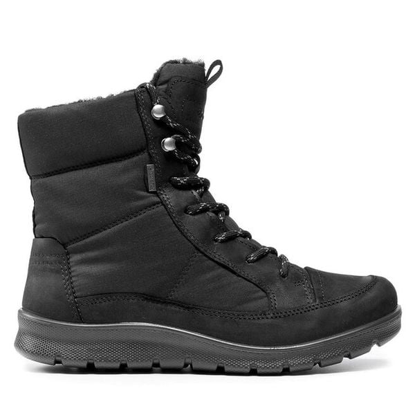 Śniegowce ECCO. Czarne buty zimowe ecco, z gore-texu, bez obcasa, bez zapięcia. Za 509,99 zł.
