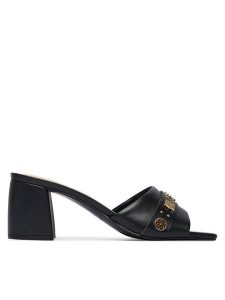 Guess Klapki FLJGAU ELE03 Czarny. Czarne klapki Guess, z aplikacjami, ze skóry, bez obcasa. Za 477,99 zł.