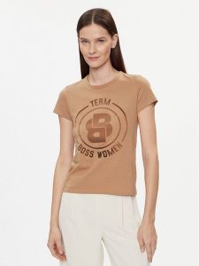Boss T-Shirt 50514738 Beżowy Regular Fit. Brązowe t-shirty Boss, m, bez wzorów, z bawełny, bez kołnierzyka, bez ramiączek. Za 279,99 zł.