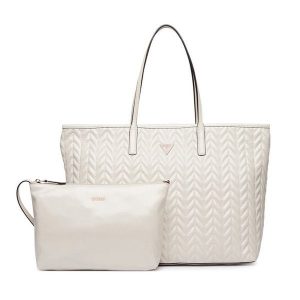 Torebka Guess. Białe shopper bag Guess, z aplikacjami, bez dodatków. Za 719,99 zł.