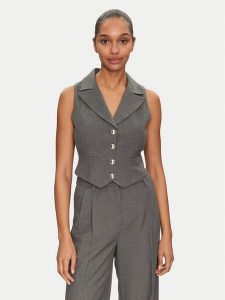 Morgan Kamizelka 251-CJANA.F Szary Slim Fit. Szare kamizelki Morgan, bez wzorów, z syntetyku, bez kołnierzyka, bez ramiączek, bez kaptura. Za 169,99 zł.