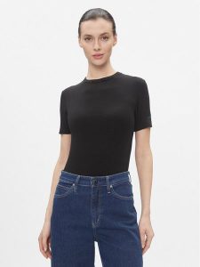 Calvin Klein T-Shirt Modal Rib Ss Tee K20K206404 Czarny Slim Fit. Czarne t-shirty Calvin Klein, xl, bez wzorów, bez kołnierzyka, bez ramiączek. Za 179,99 zł.
