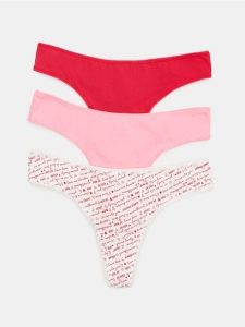 Bawełniane stringi 3 pack - wielobarwny. Stringi Sinsay, bez wzorów, z bawełny. Za 11,99 zł.