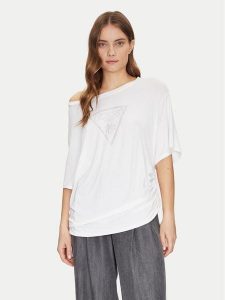 Guess T-Shirt E4GI00 K68D2 Biały Regular Fit. Białe t-shirty Guess, m, z aplikacjami, z wiskozy, bez kołnierzyka, bez ramiączek. Za 119,99 zł.