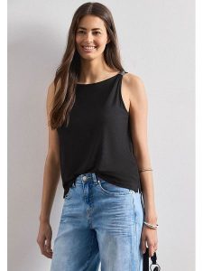 Street One Top w kolorze czarnym rozmiar: 40. Czarne topy Street One, z aplikacjami, street, bez kołnierzyka, bez ramiączek. Za 109,95 zł.