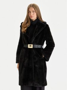 Gaudi Futro 521FD39003 Czarny Regular Fit. Czarne płaszcze Gaudi, bez wzorów, z futra, bez kaptura. Za 869,00 zł.