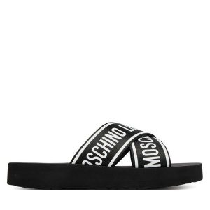Klapki LOVE MOSCHINO. Czarne klapki LOVE MOSCHINO, bez wzorów, bez obcasa. Za 441,99 zł.