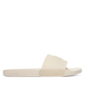 Klapki Calvin Klein. Białe klapki Calvin Klein, bez wzorów, bez obcasa. Za 189,99 zł.