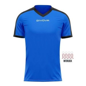 Koszulka piłkarska dla dorosłych Givova Revolution Interlock. Czarne bluzki Givova, xl, bez wzorów, z poliesteru, sportowe, bez kołnierzyka, bez ramiączek. Za 32,50 zł.