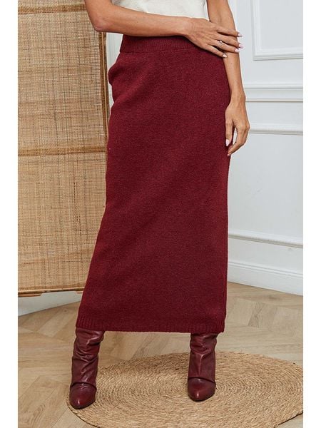 So Cachemire Spódnica dzianinowa "Doristo" w kolorze bordowym rozmiar: XL. Czerwone spódnice So Cachemire, na co dzień, xl, bez wzorów, z dzianiny, maxi. Za 165,71 zł.