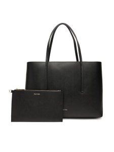 Calvin Klein Torebka Foil Logo Small Tote LV04F3275G Czarny. Czarne torebki klasyczne Calvin Klein, bez wzorów, ze skóry, bez dodatków. Za 479,99 zł.