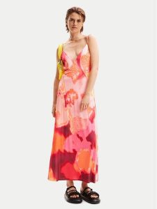 Desigual Sukienka letnia Nerea 24SWVK19 Różowy Regular Fit. Czerwone kombinezony Desigual, na lato, l, bez wzorów, z syntetyku, bez kołnierzyka, bez ramiączek. Za 329,99 zł.