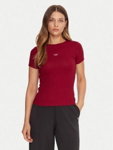Guess Jeans T-Shirt W5BP45 KA0H1 Czerwony Slim Fit. Czerwone t-shirty Guess Jeans, xs, z aplikacjami, z bawełny, bez kołnierzyka, bez ramiączek. Za 129,99 zł.