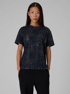 4F T-shirt relaxed z nadrukiem damski - szary M. Szare t-shirty 4f, m, bez wzorów, z bawełny, bez kołnierzyka, bez ramiączek. Za 89,99 zł.