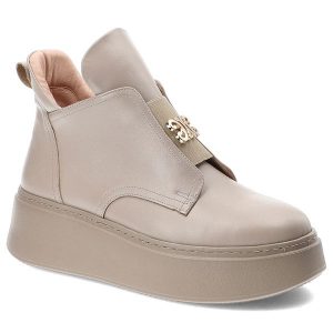 Beżowe Botki Armodo Sneakersy Damskie Premium. Brązowe botki Armodo, bez wzorów, ze skóry, bez obcasa, na platformie, bez zapięcia. Za 539,00 zł.