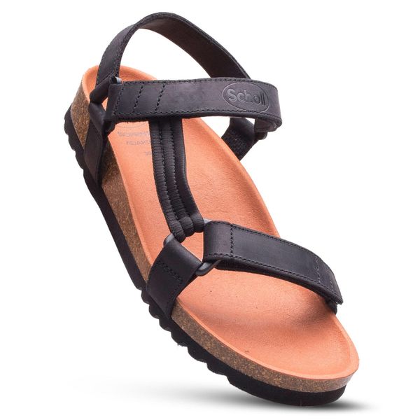 Sandały damskie SCHOLL HEAVEN AD na rzepy. Czarne buty trekkingowe Scholl, bez wzorów, bez obcasa, bez zapięcia. Za 269,99 zł.
