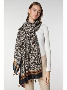 Lucky Bees Szal w kolorze beżowo-czarnym - 180 x 80 cm rozmiar: onesize. Brązowe szaliki Lucky Bees, bez wzorów, z bawełny. Za 105,63 zł.