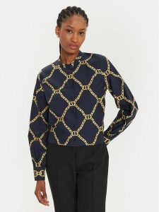 TWINSET Koszula 241TP2730 Granatowy Straight Fit. Niebieskie koszule Twinset, bez wzorów, z bawełny, bez kołnierzyka, bez ramiączek. Za 494,99 zł.