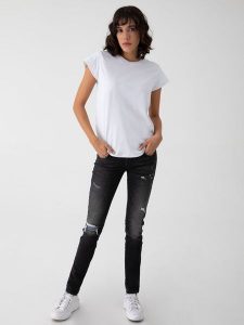 LTB Dżinsy "Molly M" - Slim fit - w kolorze antracytowym rozmiar: W27/L36. Czarne jeansy LTB, z aplikacjami, z podwyższonym stanem. Za 79,03 zł.