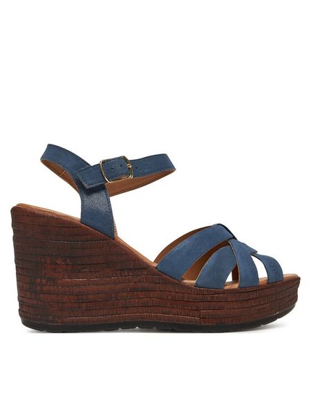 Lasocki Sandały WI23-LEMONE-03 Niebieski. Niebieskie sandały Lasocki, bez wzorów, z nubiku, bez obcasa, na koturnie, bez zapięcia. Za 199,99 zł.