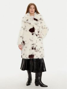 Sisley Futro 2WIWLN05A Écru Comfort Fit. Płaszcze Sisley, m, bez wzorów, z futra, bez kaptura. Za 879,99 zł.