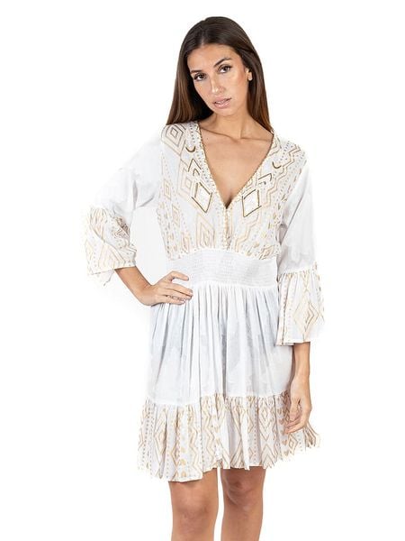 Isla Bonita by SIGRIS Sukienka w kolorze białym rozmiar: XL. Białe sukienki Isla Bonita by SIGRIS, xl, bez wzorów, z bawełny, bez kołnierzyka, bez ramiączek, midi. Za 170,07 zł.