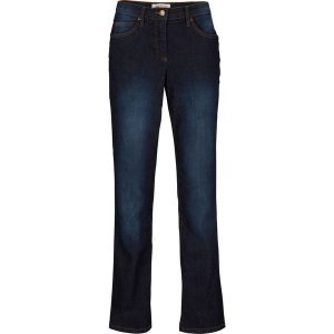 Dżinsy Straight, Mid Waist, ze stretchem. Niebieskie jeansy bonprix, bez wzorów, z jeansu. Za 97,99 zł.