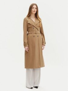 Guess Trencz W5RL15 WGYM2 Beżowy Regular Fit. Brązowe płaszcze Guess, l, z aplikacjami, z wiskozy, bez kaptura. Za 439,99 zł.