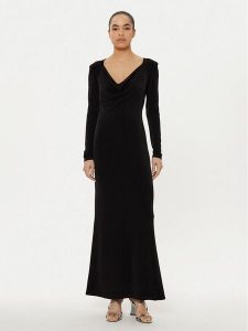 Patrizia Pepe Sukienka wieczorowa 8A1443 J015 Czarny Regular Fit. Czarne sukienki Patrizia Pepe, bez wzorów, z syntetyku, wizytowe, bez kołnierzyka, bez ramiączek. Za 699,00 zł.