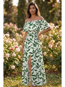 SOULSHAE Sukienka w kolorze biało-zielonym rozmiar: L/XL. Białe sukienki SOULSHAE, l, bez wzorów, bez kołnierzyka, bez ramiączek, maxi. Za 199,95 zł.