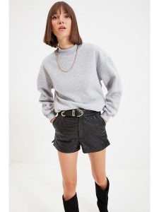 Trendyol Bluza w kolorze szarym rozmiar: L. Szare bluzy Trendyol, l, bez wzorów, z bawełny, bez kaptura. Za 83,42 zł.