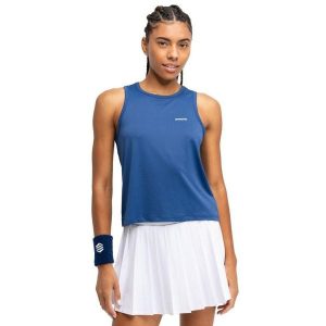 Damski podkoszulek tenisowy tank top sport.tennis Siroko Match Blue. Niebieskie topy SIROKO, bez wzorów, z tkaniny, sportowe, bez kołnierzyka, bez ramiączek. Za 126,00 zł.