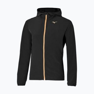 Kurtka do biegania damska Mizuno Alpha Jacket. Czarne kurtki Mizuno, bez wzorów, bez kaptura. Za 249,99 zł.