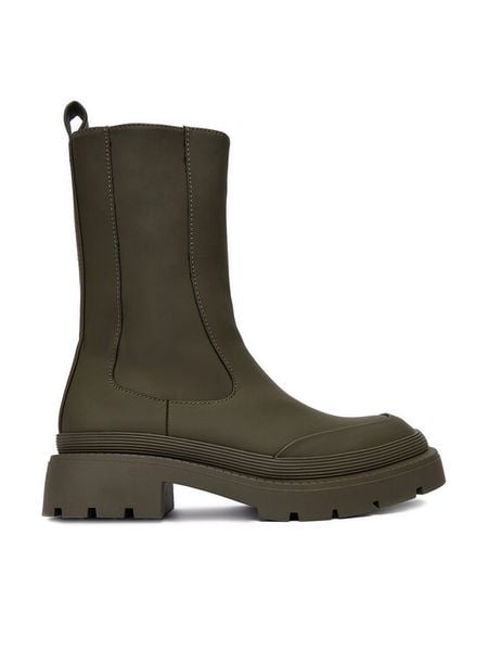 DeeZee Botki 13096-10 Khaki. Brązowe botki DeeZee, bez wzorów, z materiału, bez obcasa, na płaskiej podeszwie, bez zapięcia. Za 179,99 zł.