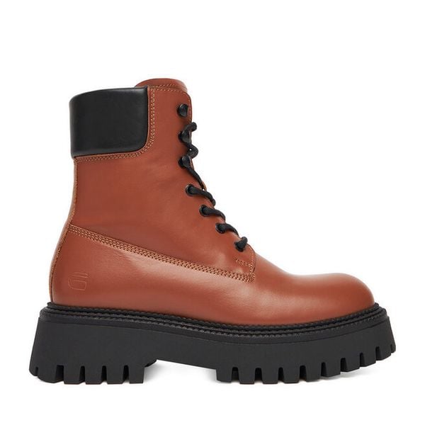 Trzewiki G-Star Raw. Brązowe botki G-Star Raw, bez wzorów, bez obcasa, na płaskiej podeszwie, bez zapięcia. Za 299,99 zł.