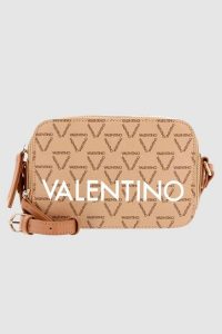 VALENTINO Mała beżowa torebka Liuto Camera Bag. Brązowe torebki klasyczne Valentino by Mario Valentino, bez wzorów, duże, bez dodatków. W wyprzedaży za 380,99 zł.