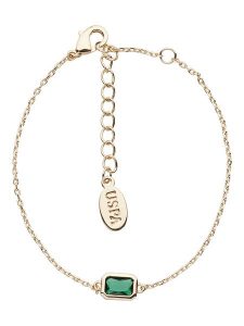 U.S. Polo Assn. Pozłacana bransoletka z kryształem rozmiar: onesize. Zielone bransoletki U.S. Polo Assn., z kryształem, metalowe. Za 60,99 zł.