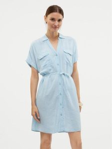 Vero Moda Sukienka letnia Linn 10323027 Błękitny Relaxed Fit. Niebieskie kombinezony Vero Moda, na lato, xl, bez wzorów, z wiskozy, bez kołnierzyka, bez ramiączek. Za 129,99 zł.