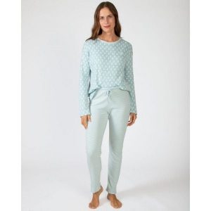 Piżama damska rozm. XL P751250 – Green Water. Zielone piżamy Massana Homewear, bez wzorów, z bawełny, bez ramiączek. Za 293,00 zł.