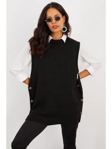 Cool and sexy Bezrękawnik w kolorze czarnym rozmiar: onesize. Czarne kamizelki Cool and sexy, bez wzorów, ze splotem, bez kołnierzyka, bez ramiączek, bez kaptura. Za 75,16 zł.