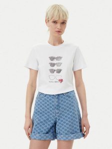 KARL LAGERFELD T-Shirt A2W17103 Biały Regular Fit. Białe t-shirty KARL LAGERFELD, xl, bez wzorów, z bawełny, bez kołnierzyka, bez ramiączek. Za 259,99 zł.