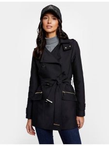 Morgan Trencz 241-GLADIA Czarny Regular Fit. Czarne płaszcze Morgan, bez wzorów, z bawełny, bez kaptura. Za 359,99 zł.