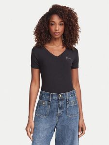Guess T-Shirt W6YI13 K3853 Czarny Regular Fit. Czarne t-shirty Guess, xl, z aplikacjami, bez kołnierzyka, bez ramiączek. Za 174,99 zł.