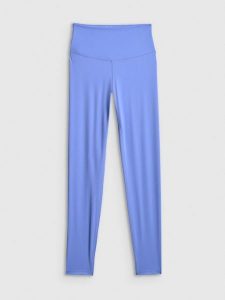 4F Legginsy treningowe szybkoschnące damskie - niebieskie L. Niebieskie legginsy 4f, bez wzorów, ze skóry, z podwyższonym stanem, długie. Za 119,99 zł.